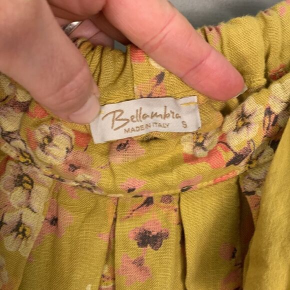 Bellambia 100% linen yellow floral midi sundress made in Italy woman’s small - Picture 6 of 9